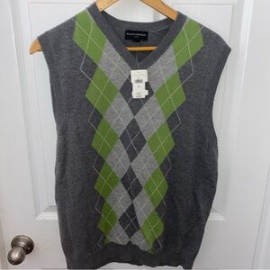 Banana Republic Argyle 100% Cotton V Neck Sweater Vest Men's Medium NWT!!!